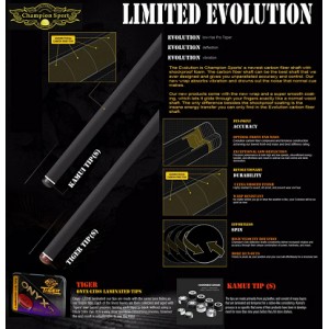 BLACK FRIDAY DEAL! CHAMPION BLACK SPIDER CUE WITH A LIMITED EDITION EVOLUTION CARBON SHAFT, 12.5MM, RADIAL JOINT, 29"(13MM AND 12.5MM)
