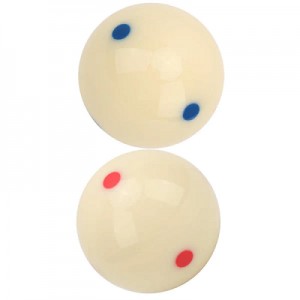 CHAMPION 2-1/4" BILLIARD PRACTICE TRAINING POOL CUE BALL (6 DOT, BLUE AND RED COLOR)