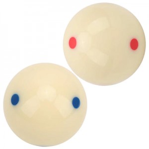 CHAMPION 2-1/4" BILLIARD PRACTICE TRAINING POOL CUE BALL (6 DOT, BLUE AND RED COLOR)