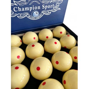 CHAMPION 2-1/4" BILLIARD PRACTICE TRAINING POOL CUE BALL (RED 6 DOT, 16 BALLS/BOX)